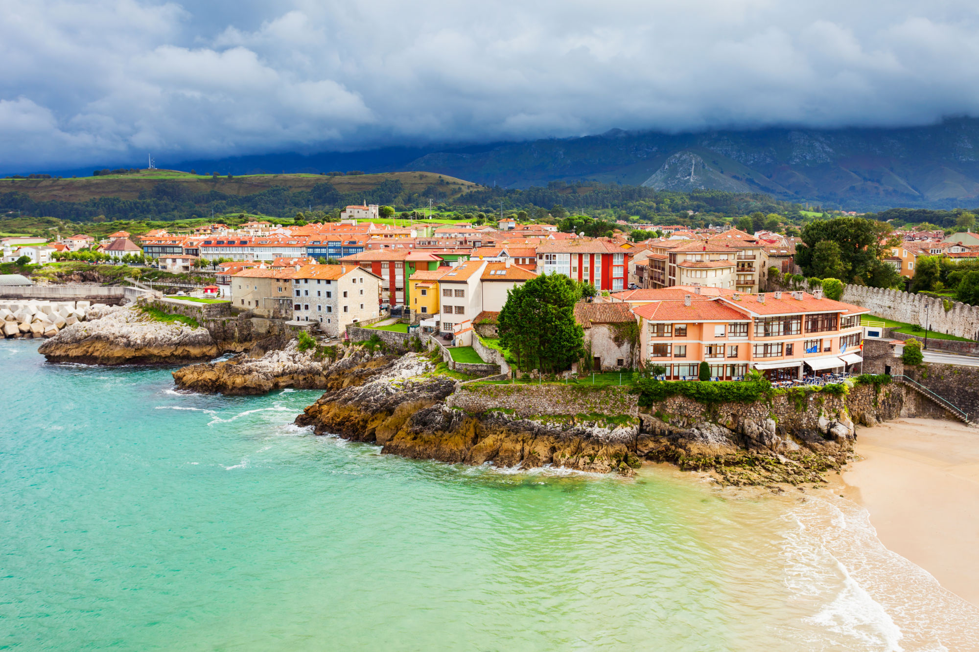 Llanes beach aerial view, Spain